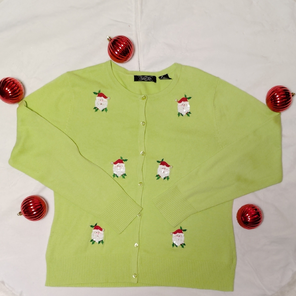 Women's Green Santa Sweater